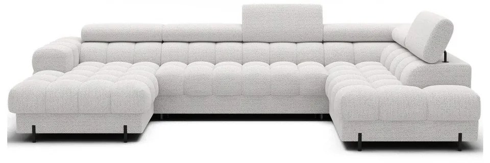 Krémszínű buklé kinyitható sarokkanapé (jobb oldali-U alakú) Feraria – ELTAP