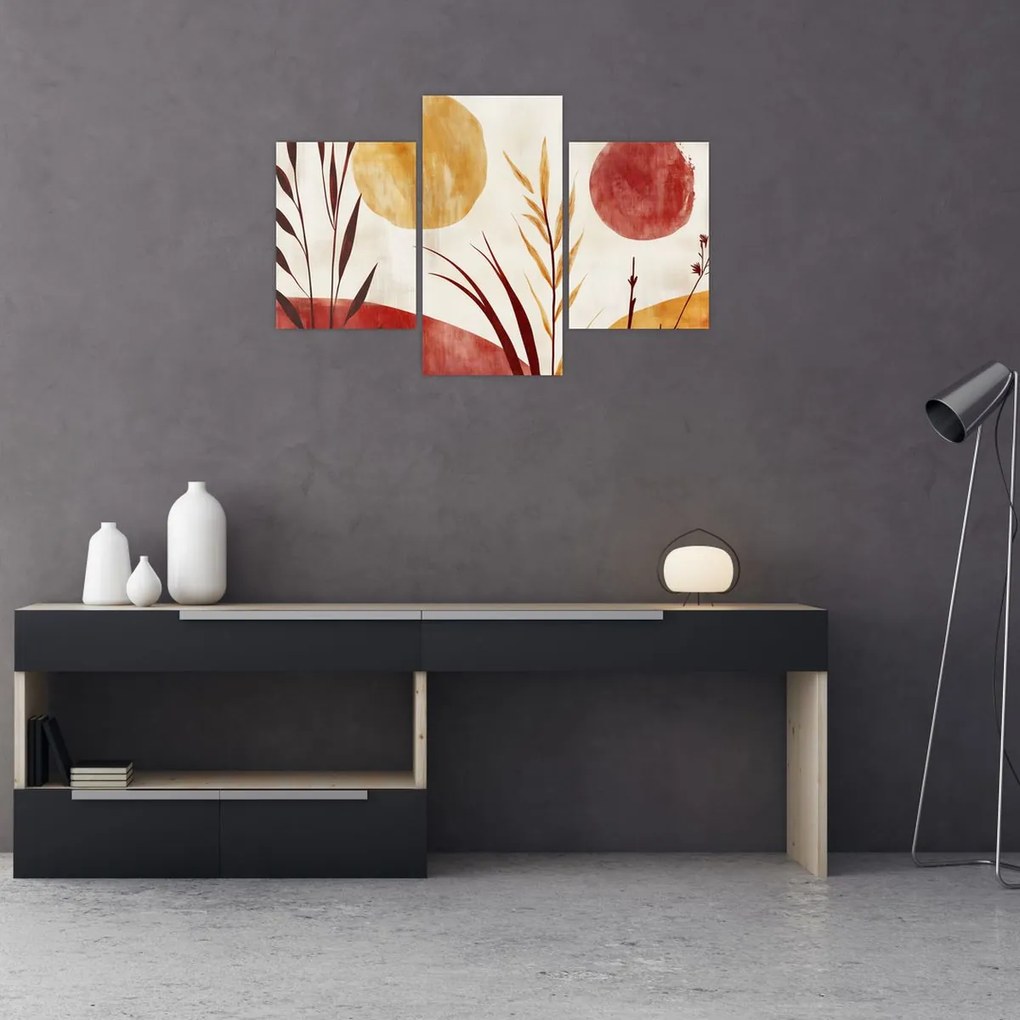 Kép - Növények és körök (90x60 cm)