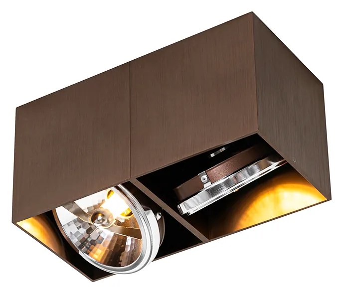 Design spotlámpa sötét bronz téglalap alakú 2-lámpás dönthető és forgatható - Box