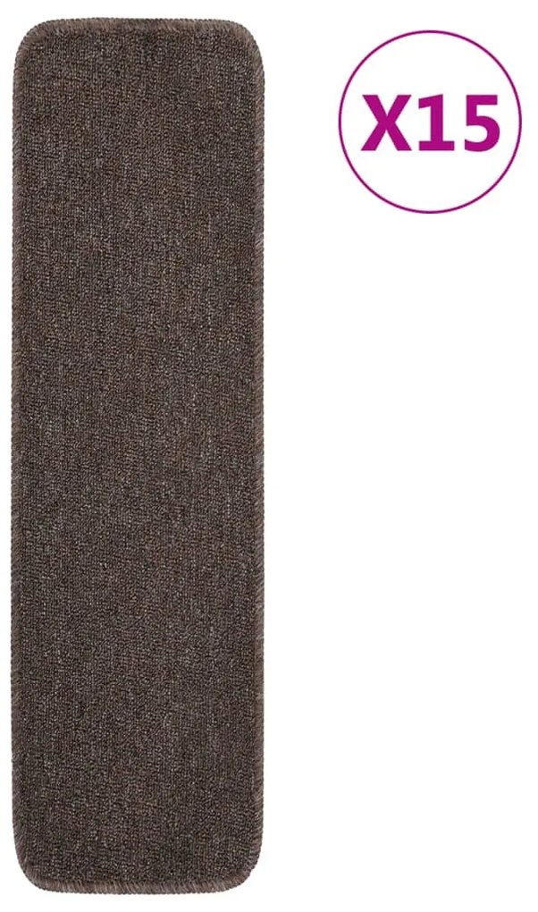 15 db barna négyszögű csúszásmentes lépcsőszőnyeg 75 x 20 cm