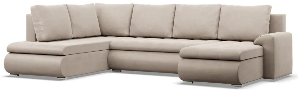 Tokio U sarokkanapé, 3 ágyneműtartóval, bársony, baloldali, bézs