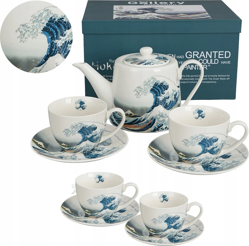 Főzőkancsó Szett 2 Csésze Csészealjjal The Great Wave Hokusai