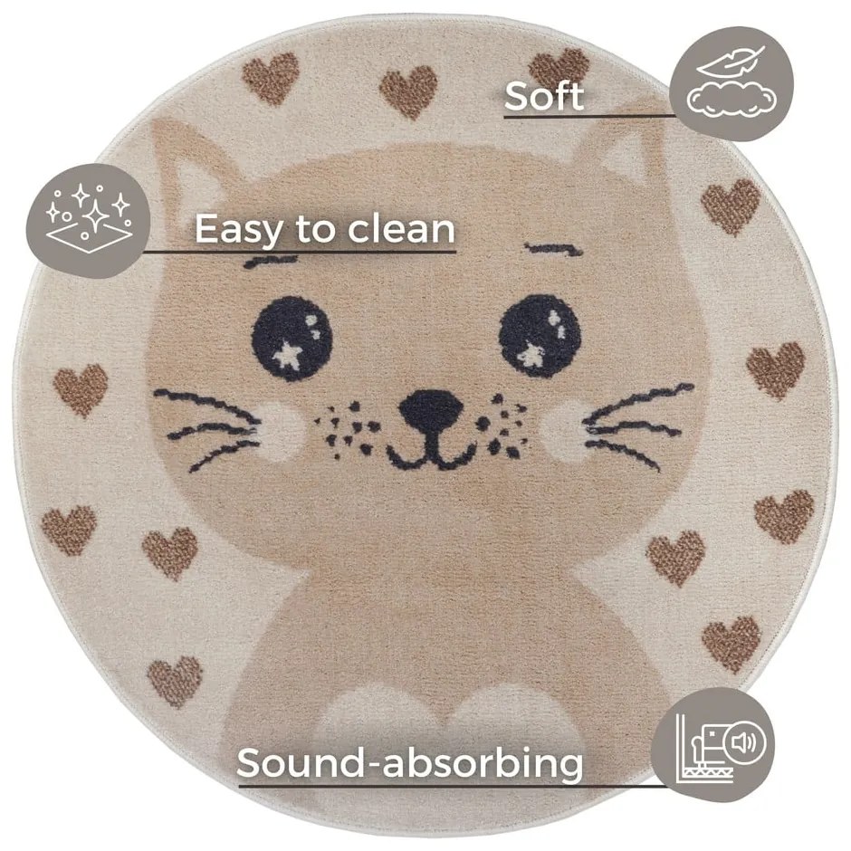 Bézs gyerek szőnyeg ø 140 cm Cat – Hanse Home