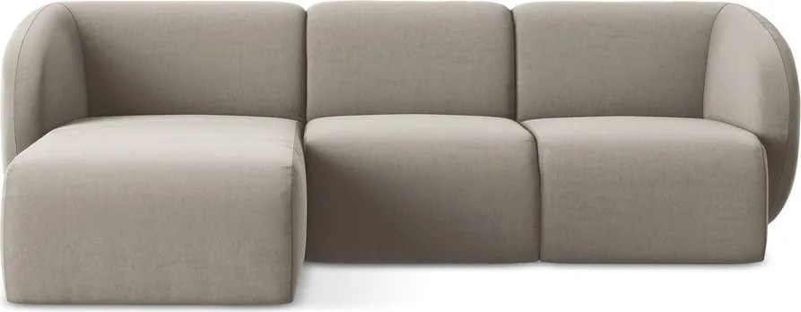 Világosbarna bársony sarokkanapé (bal oldali-heverő résszel) Lani – Makamii