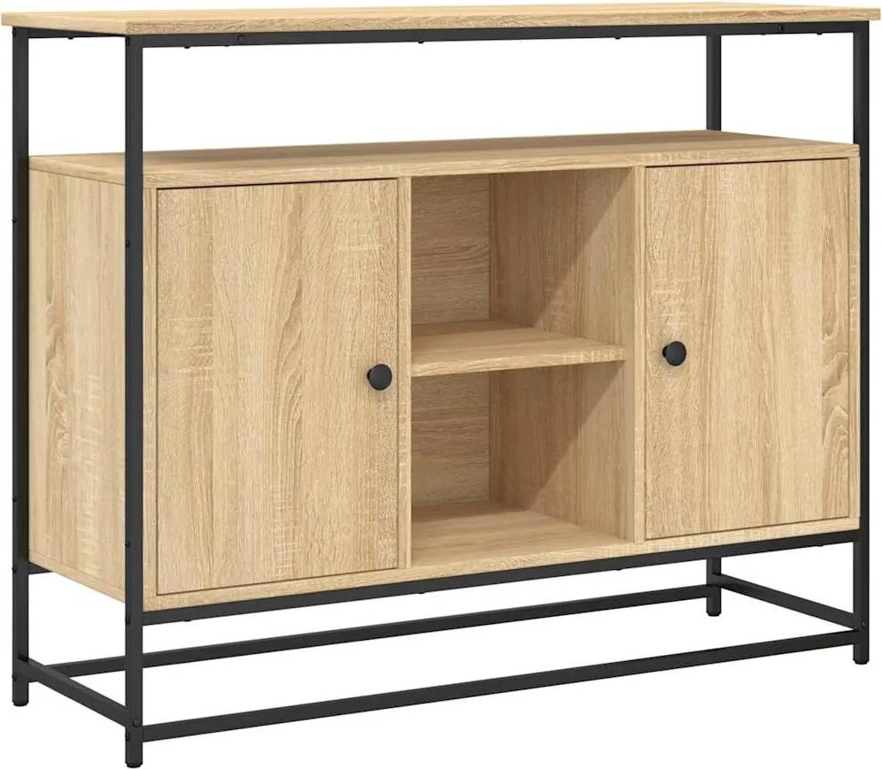vidaXL sonoma tölgy színű szerelt fa tálalószekrény 100 x 35 x 80 cm