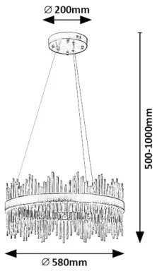 Rabalux 72227 - LED Csillár zsinóron MABEL LED/36W/230V 3000/4000/6000K arany