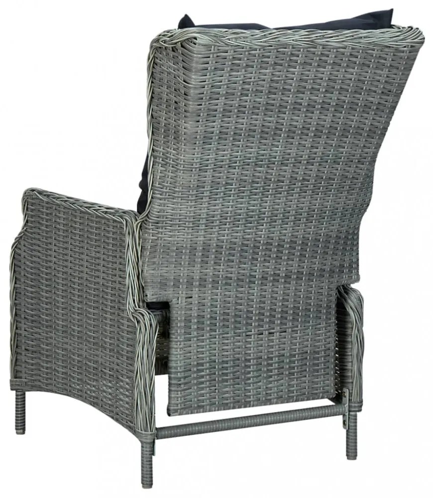 7 részes világosszürke polyrattan kültéri étkezőszett párnákkal