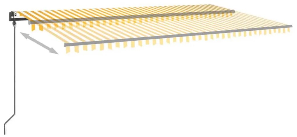 Sárga-fehér automata szélérzékelős és LED-es napellenző 6 x 3 m