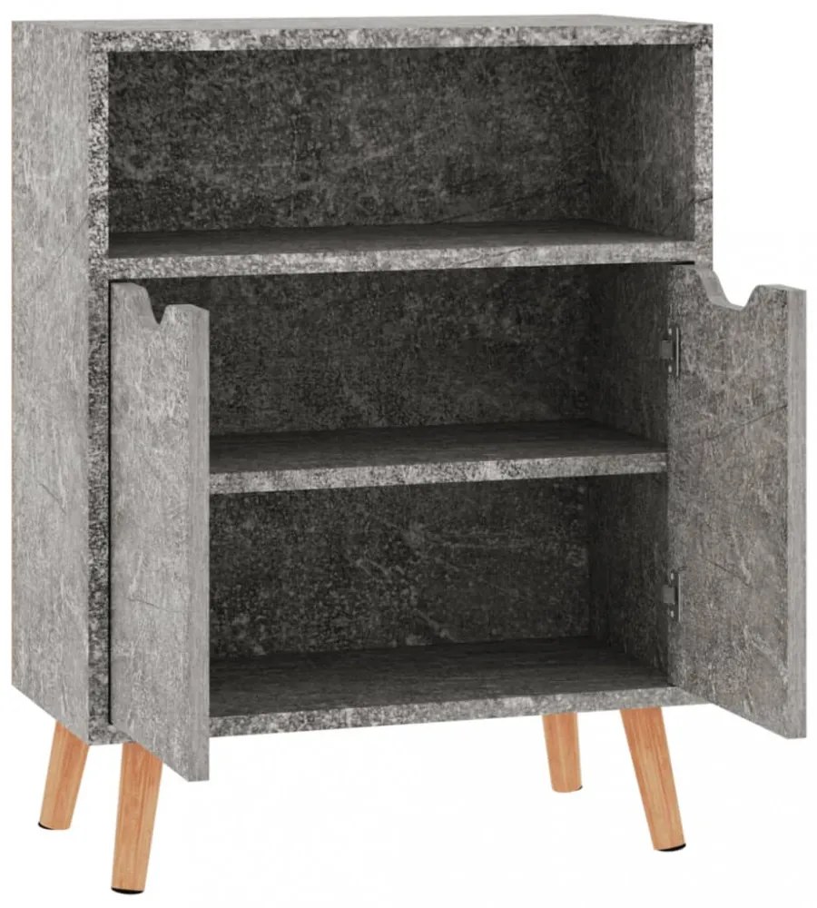 betonszürke szerelt fa tálalószekrény 60 x 30 x 72 cm