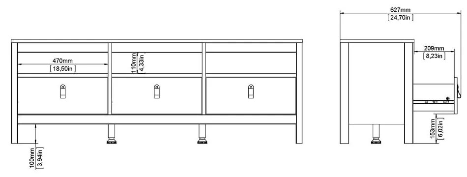 Fekete TV-állvány 151x54 cm Madrid – Tvilum