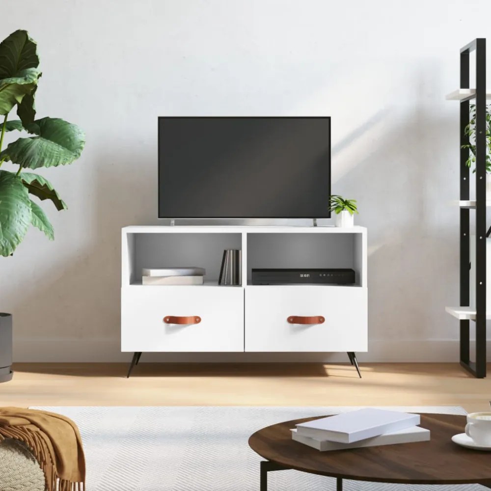 fehér szerelt fa TV-szekrény 80 x 36 x 50 cm