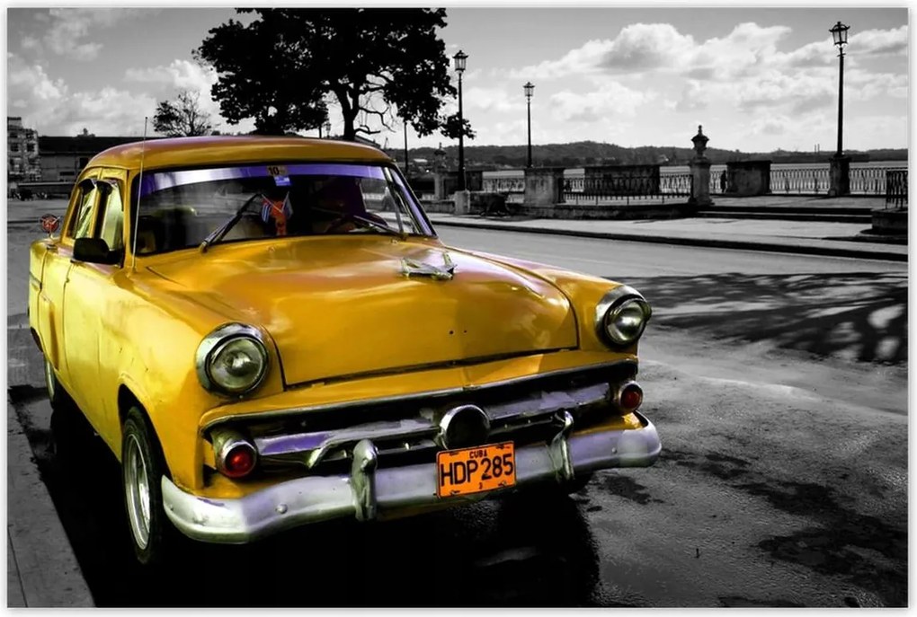 Poszterek 120x80 Kubai sárga autó
