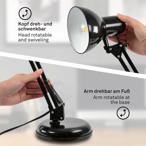 Brilo - Asztali lámpa PIXA 1xE14/25W/230V fekete