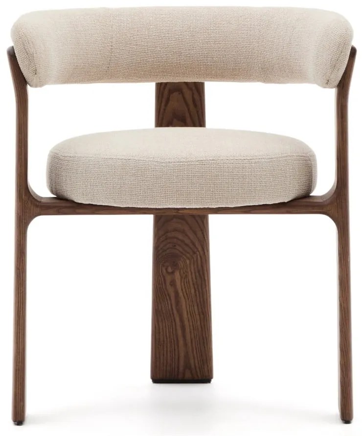 Barna-bézs kőrisfa karfás étkezőfotel Granite – Kave Home