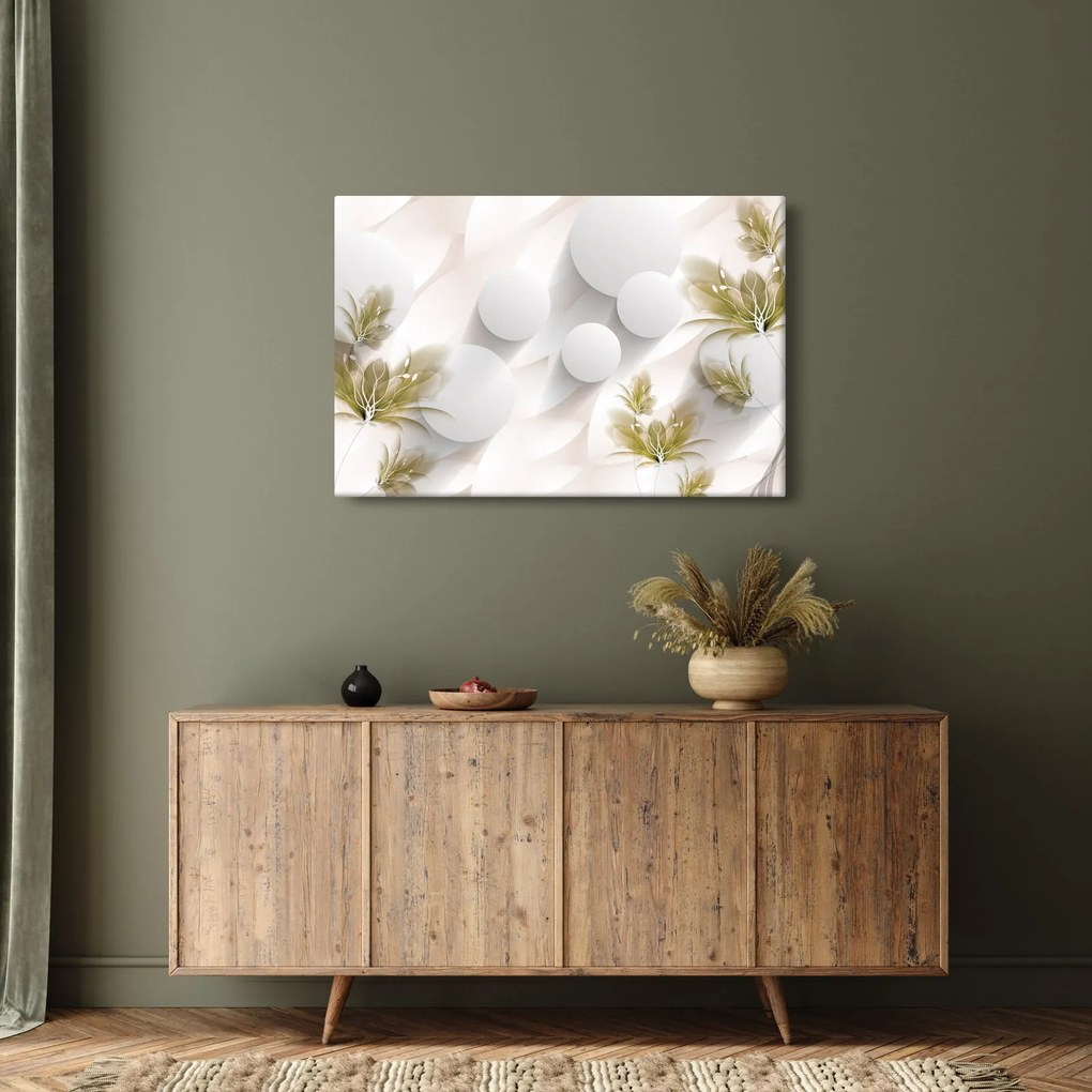 Kép - 3D körök virágokkal (90x60 cm)