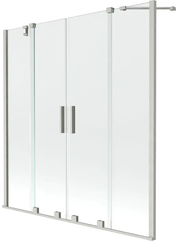 Mexen Velar Duo, 2 szárnyas eltolható kádparaván 150 x 150 cm, 8 mm átlátszó üveg, csiszolt acél, 896-150-000-02-97