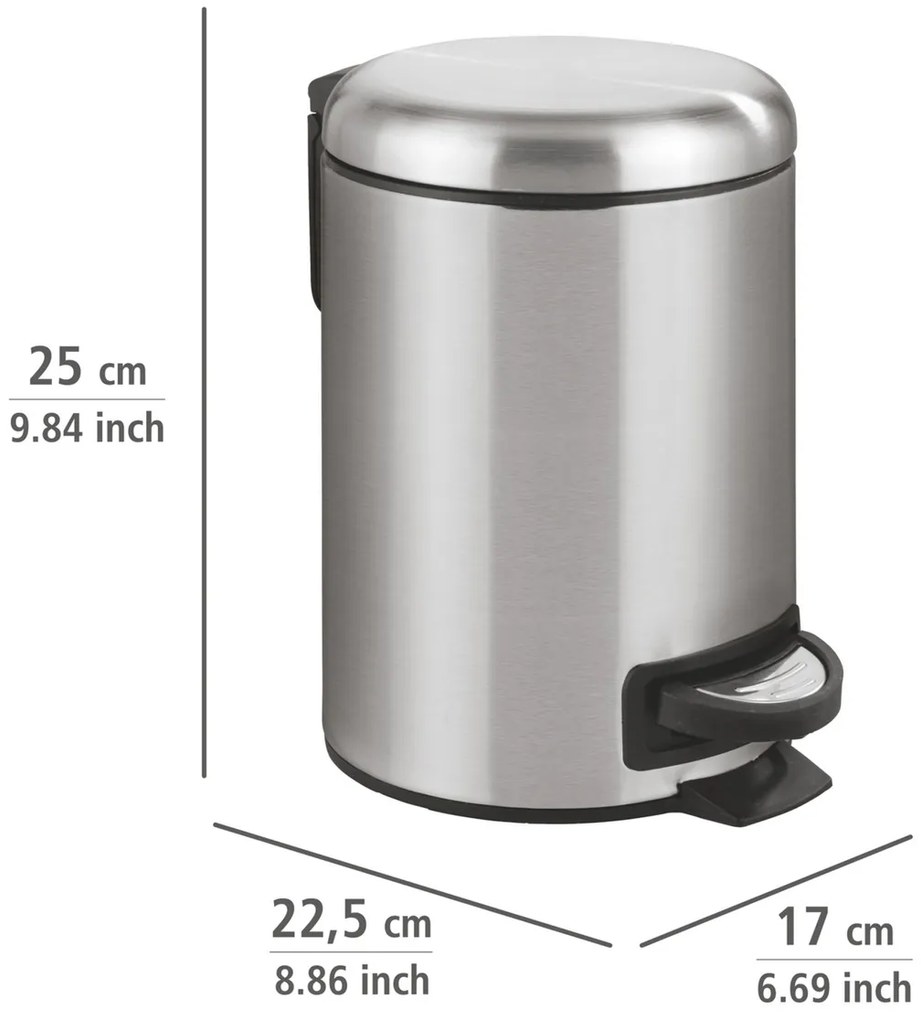 Wenko Leman 3 l pedálos szemetes, rozsdamentesacél, 3 l