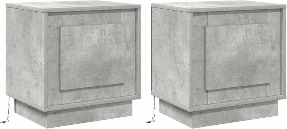 vidaXL Éjjeliszekrény 2 pcs Beton Szürke 44 x 34,5 x 45 cm Faanyag