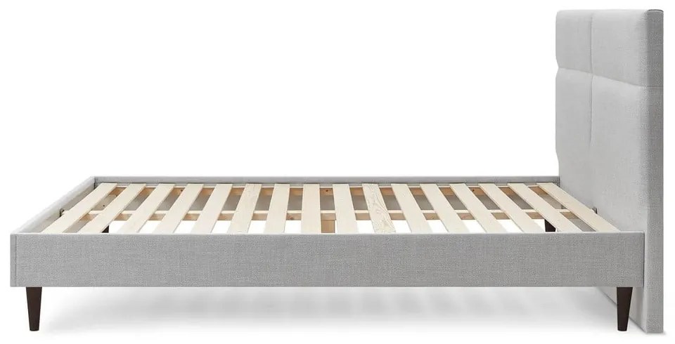 Világosszürke kárpitozott franciaágy ágyráccsal 180x200 cm Elyna – Bobochic Paris