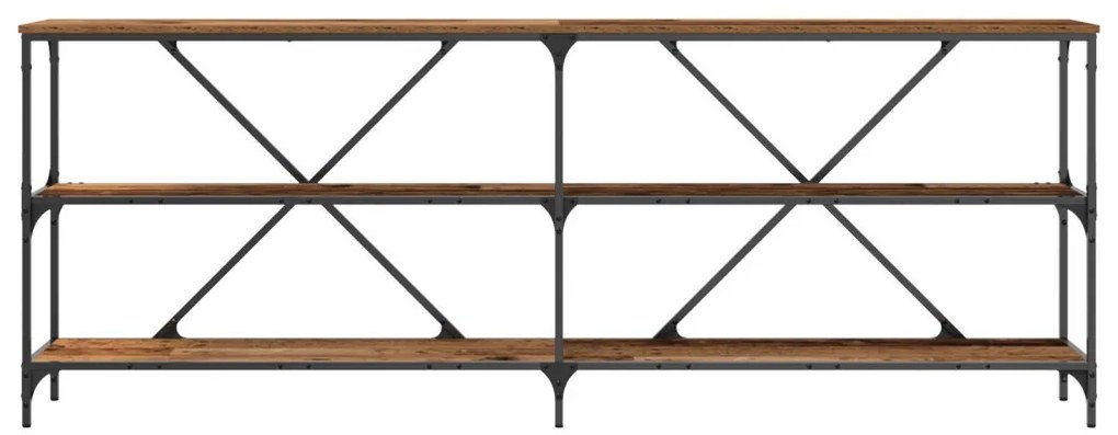 Konzolasztal Régi Fa 200x30x75 cm Műanyag Fa és Acél