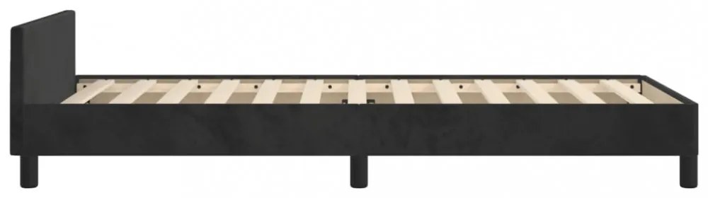 fekete bársony ágykeret fejtámlával 90x200 cm