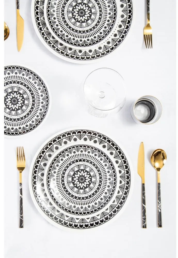 Fekete-aranyszínű acél evőeszköz készlet 16 db-os Avie – Premier Housewares