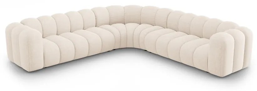 Krémszínű zsenília moduláris sarokkanapé Lupine – Micadoni