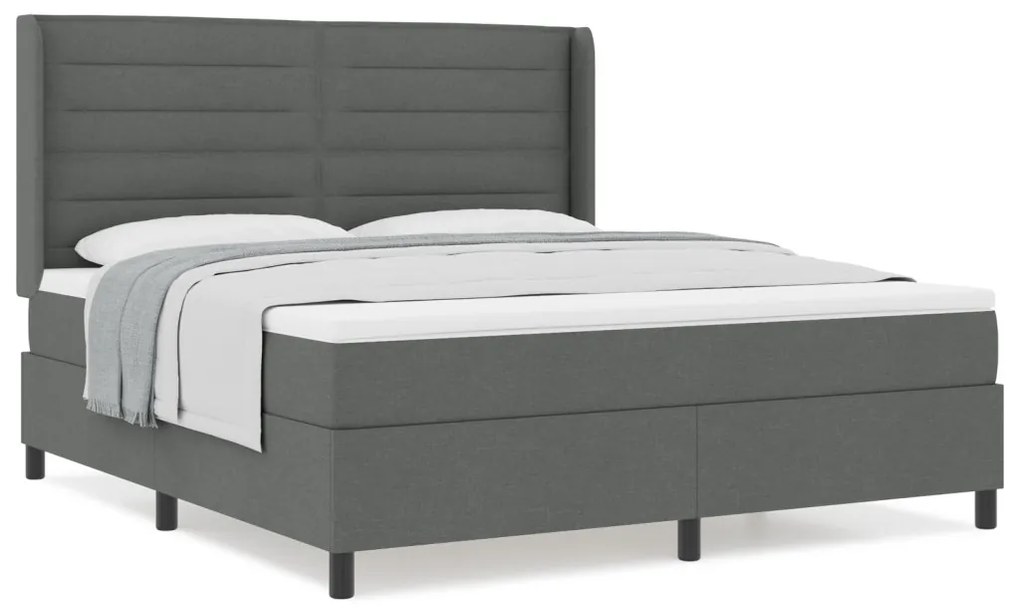 Boxspring Ágy Matracra Sötétszürke 180x200 cm Szövet