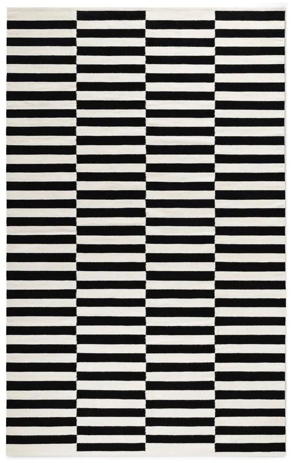 Fekete-fehér kétoldalas kézi szövésű gyapjú szőnyeg 200x300 cm Donna – Hanse Home