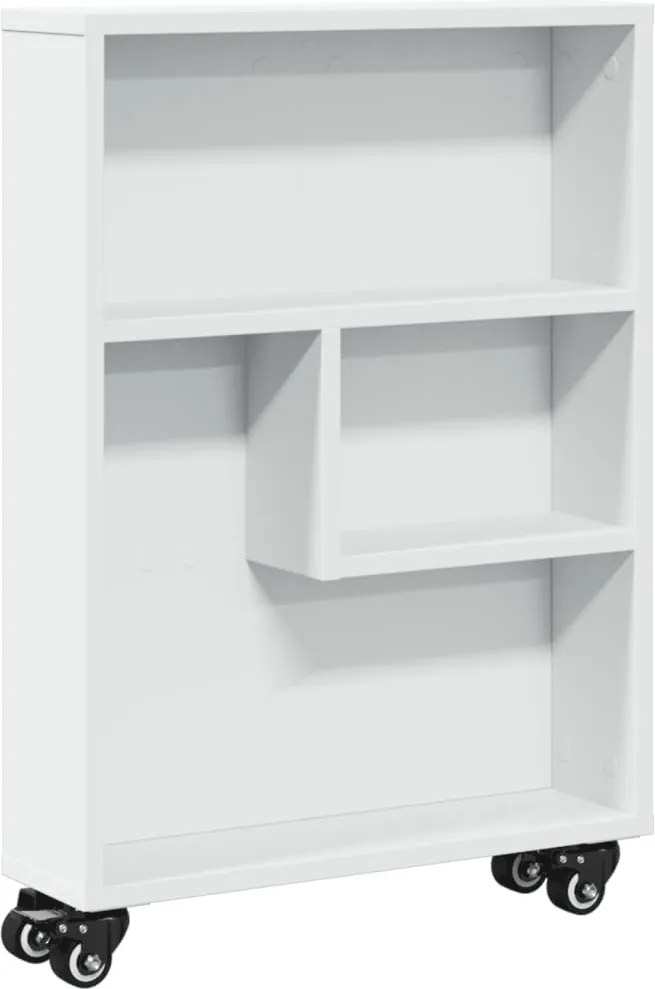 vidaXL fehér szerelt fa keskeny tárolókocsi 48 x 13 x 68 cm