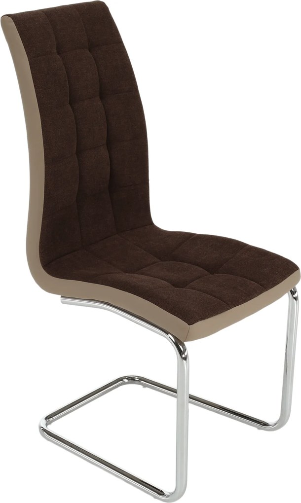 Étkezőszék, barna szövet/textilbőr bézs/króm, SALOMA NEW