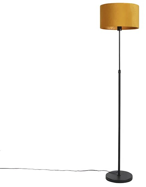 Állólámpa fekete bársony árnyékolóval okker sárga arannyal 35 cm - Parte