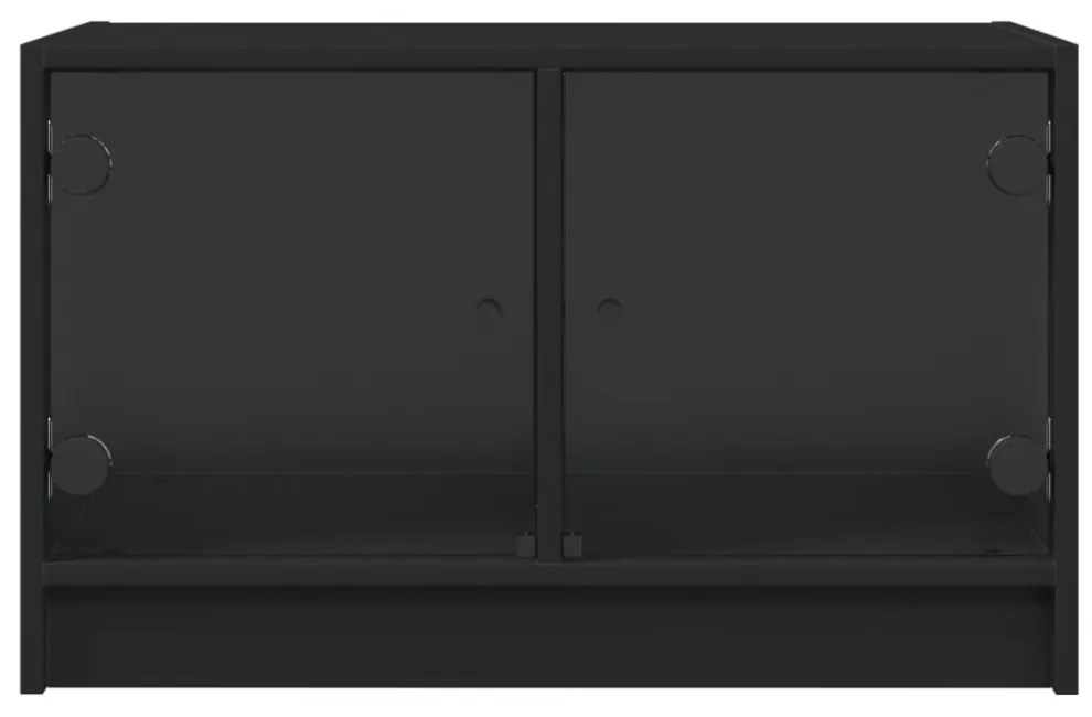 fekete TV-szekrény üvegajtókkal 68x37x42 cm