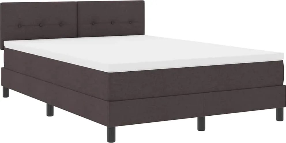 vidaXL Boxrugós ágy matracmal leddel Sötét Barna 140 x 190 cm szövet