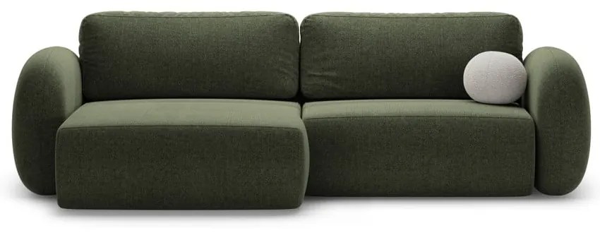 Zöld zsenília kinyitható-tárolóhelyes sarokkanapé Tonale – Cosmopolitan Design