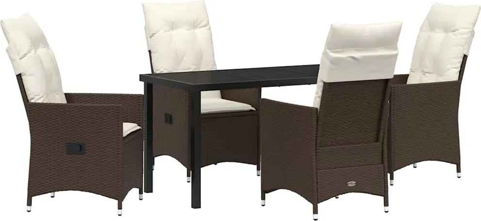 vidaXL Kert étkező szett párnával 5 pcs Barna polirattan
