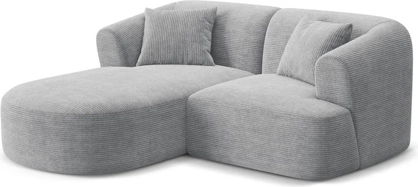 Világosszürke kordbársony sarokkanapé (bal oldali-heverő résszel) Campi – Cosmopolitan Design
