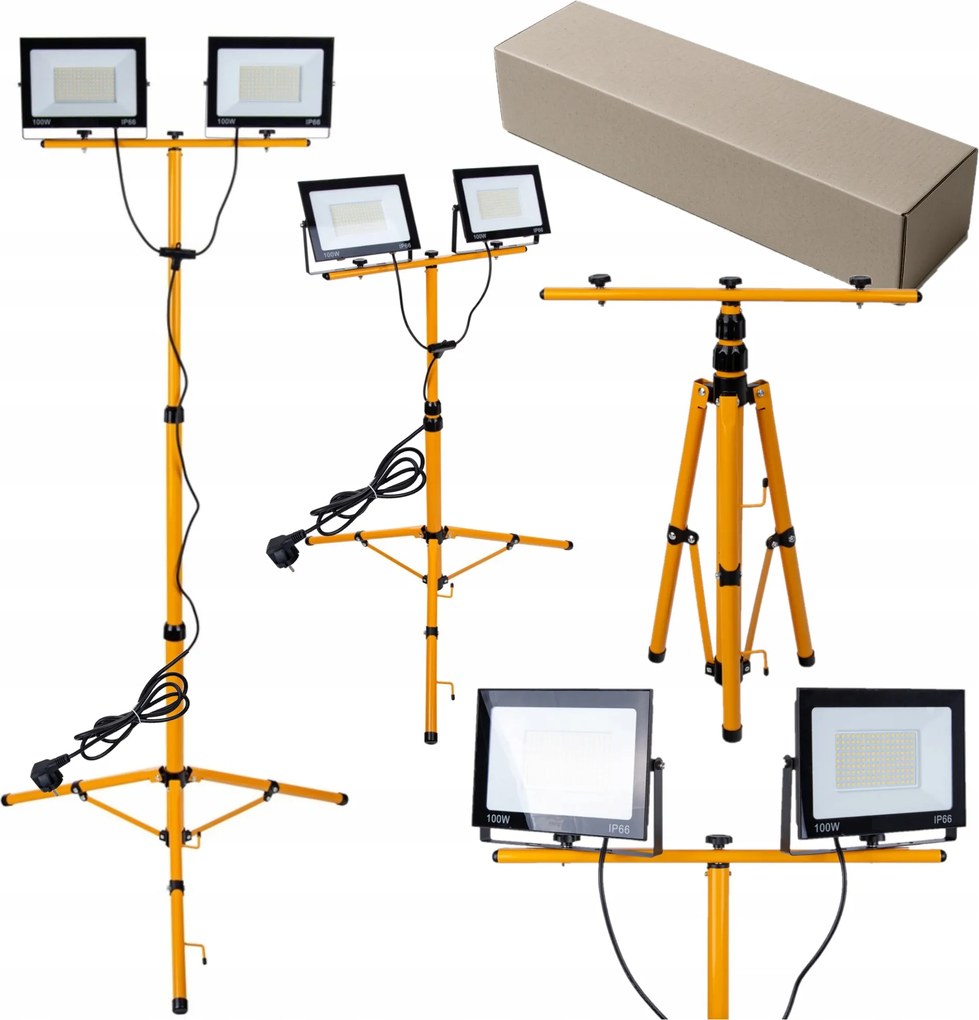 LED-es halogén építőipari fényvető 200W magas állvány 60-160cm munkalámpa
