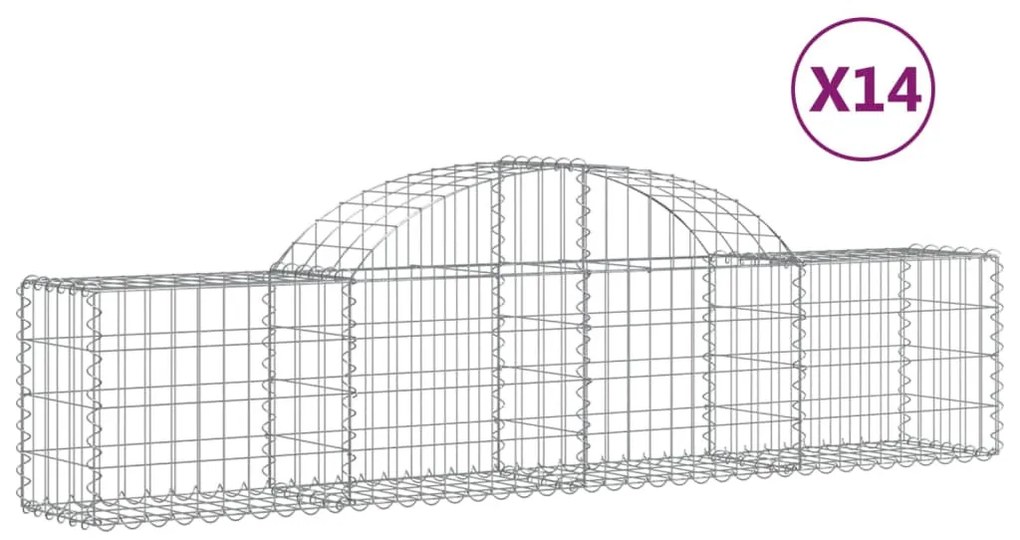 14 db íves horganyzott vas gabion kosár 200x30x40/60 cm