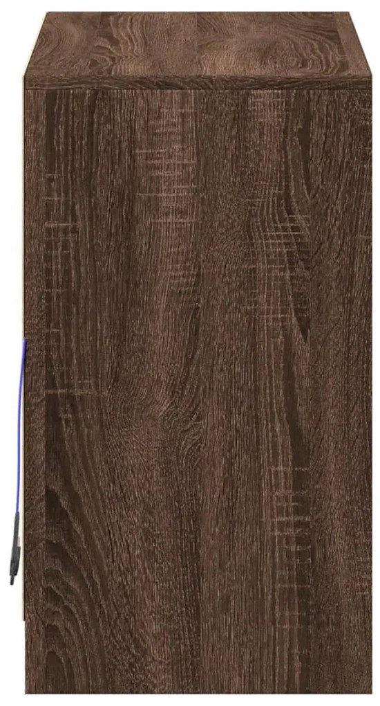 barna tölgy színű szerelt fa tálalószekrény LED-del 72x34x61 cm