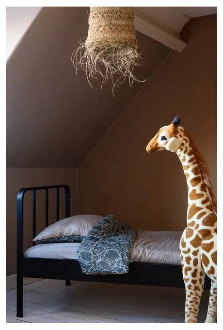 Fekete fém egyszemélyes ágy ágyráccsal 90x200 cm Mees – WOOOD