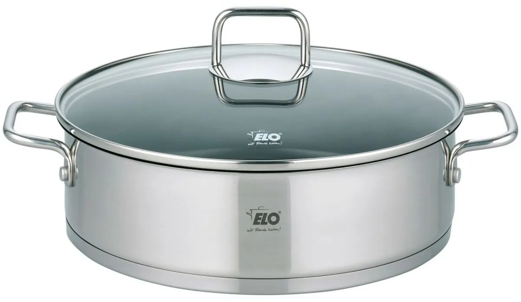 Elo 72438 Rozsdamentes acél lábas üvegfedővelCitrin 28 cm-es edény