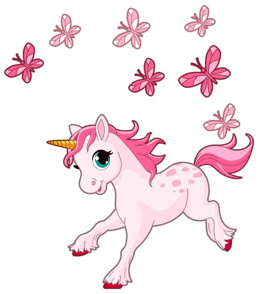 Pink Unicorns and Papillons gyerek falmatrica - Ambiance