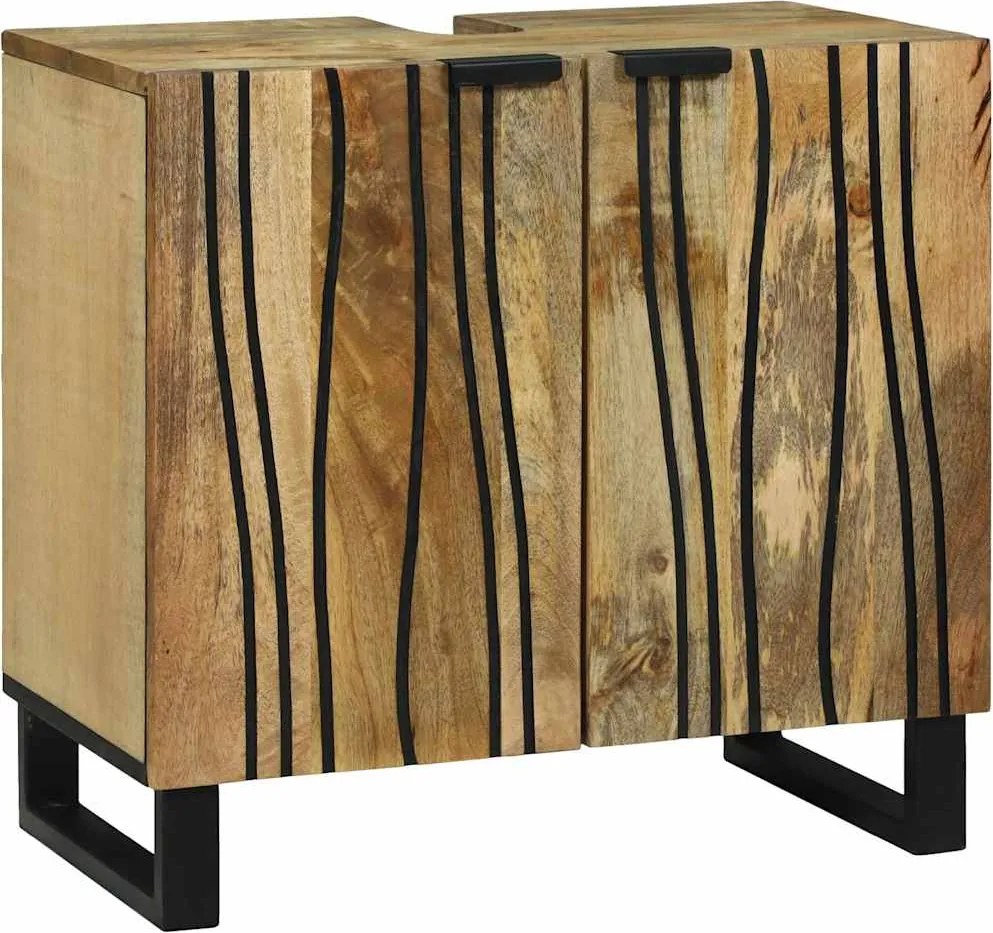 vidaXL Fürdőszobai mosdószekrény ajtóval Barna 62 x 33 x 58 cm Faanyag