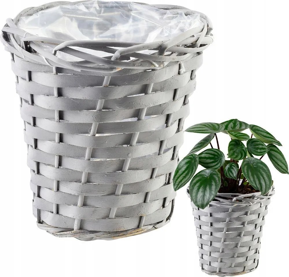 Fonott virágcserép Szürke fonott kosár virágok gyógynövények növények