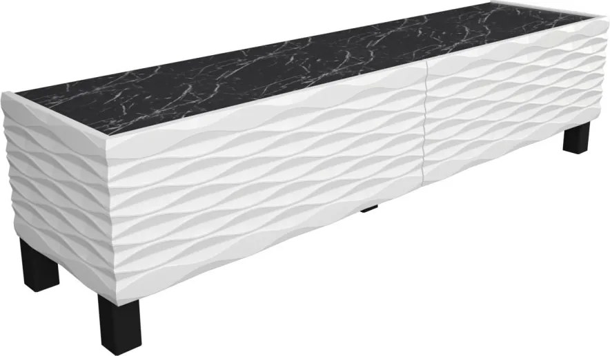Lerze TV-állvány, fehér-fekete, 149,2 cm