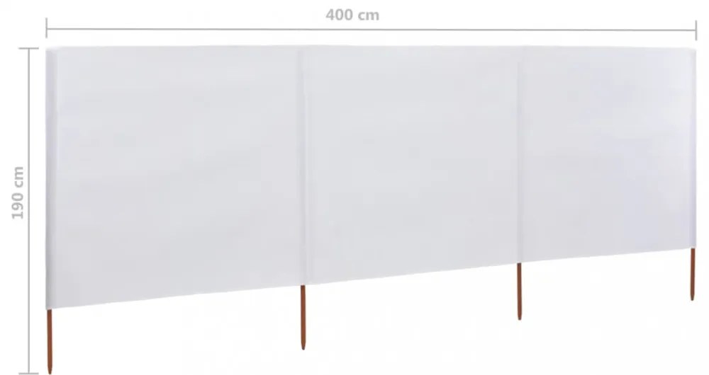 homokfehér szövet 3-paneles szélfogó 400 x 160 cm