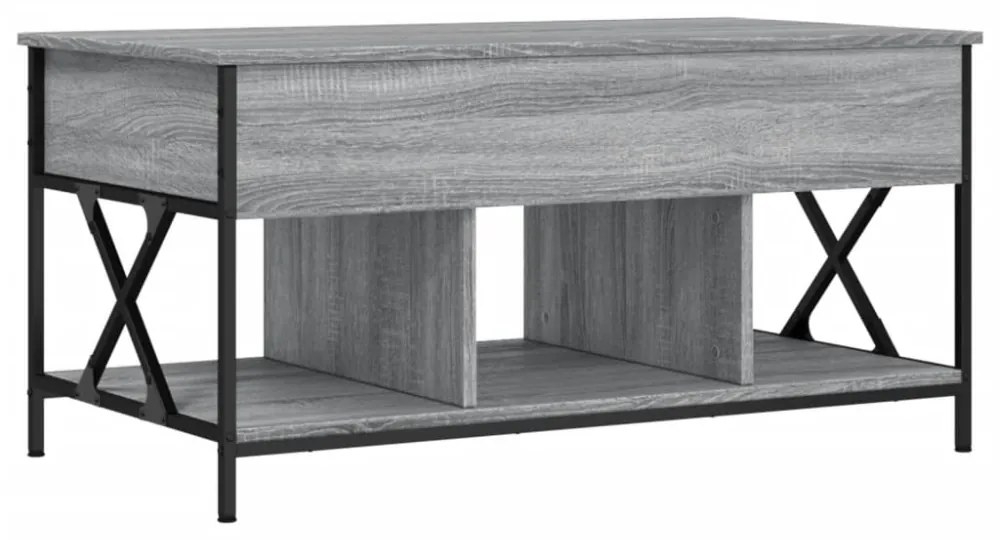 szürke sonoma szerelt fa és fém dohányzóasztal 100 x 55 x 50 cm