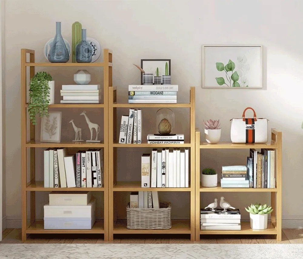 3 polcos polcállvány, természetes bambusz, FIORE TYP 1