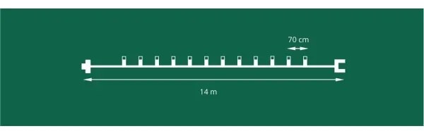 Bővítő LED kültéri fényfüzér CONE FILAMENT 20xE10 14m színes / meleg fehér IP44